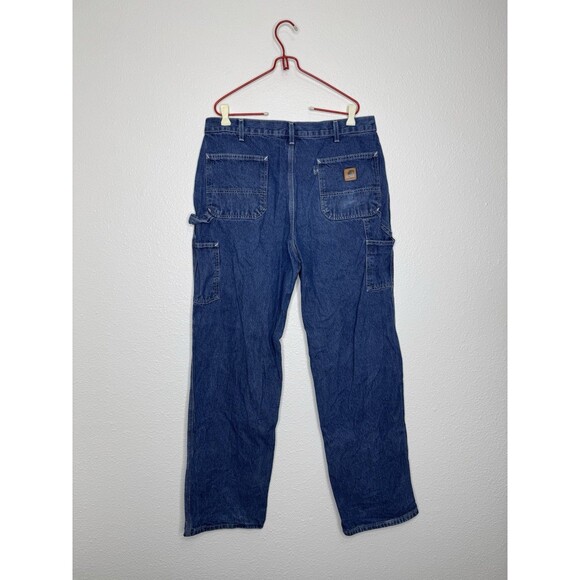 Vintage Carhartt Jeans Mens 37x33 Blue Carpenter Dark Wash Workwear B13DST Y2K - Picture 2 of 16
